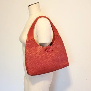 PAOLO MASI Red Woven Flower Bag Hobo